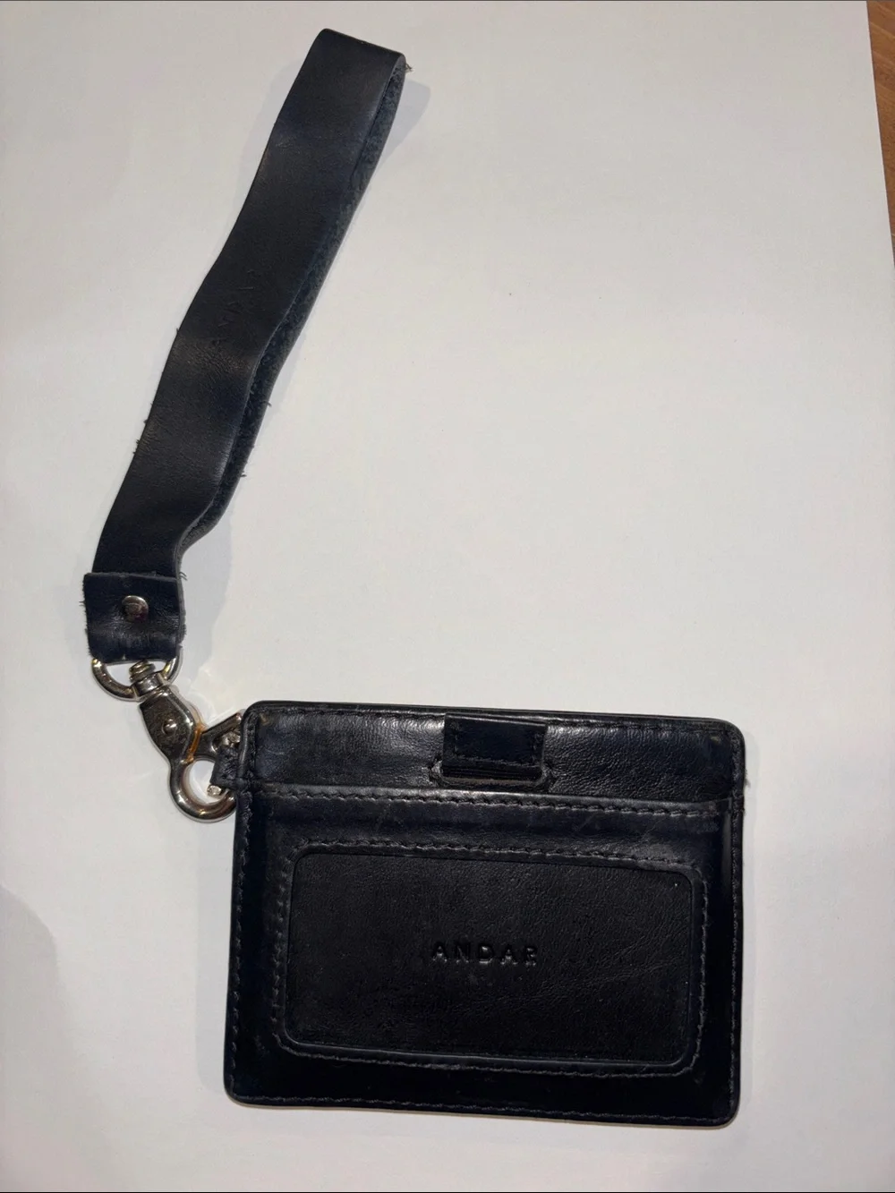 Andar The Denner Leather Wallet Wristlet - Black with Gold Hardware